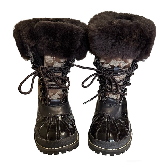 Coach Leonora Women’s Brown Winter Boots Furry Lining - Picture 6 of 14